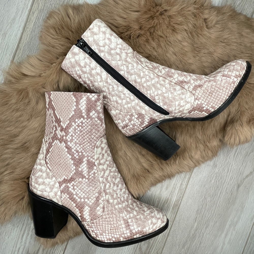 Snake Heeled Booties